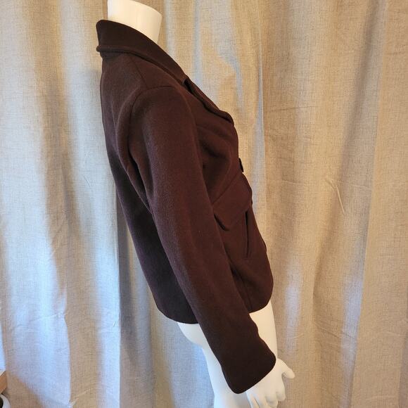 Anne Klein Chocolate Brown Wool Double Breasted Midi Coat Jacket Size M - Picture 4 of 8